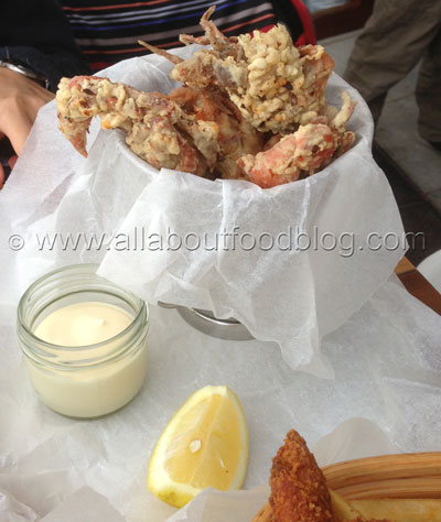 Bucket of crisp fried soft shell crab
