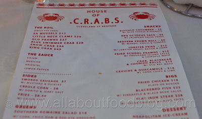 House of Crabs Menu