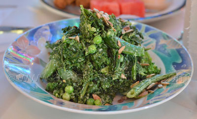 Kale, Bean, and Broccoli Salad with spiced sunflower seeds