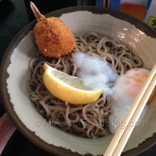 Soba Bukkake – Hot noodle with Bukkake Sauce, shallot & lemon - $5.5 (Large)