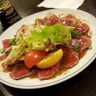 Beef Tataki with Sakae special sauce - $9.80