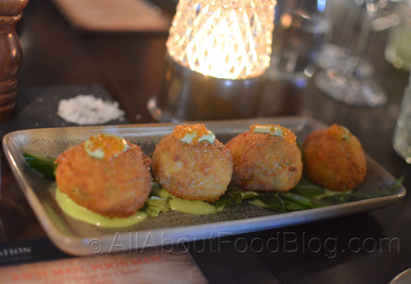 Poached Smoked Haddock Fish Cakes with Wild Weeds