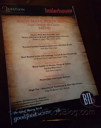 Rich Man, Poor Man menu
