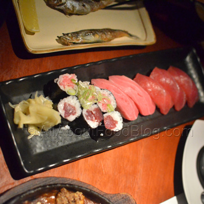 Maguro Zukushi – Rp 113k – Tuna sushi, fatty tuna sushi, tuna roll