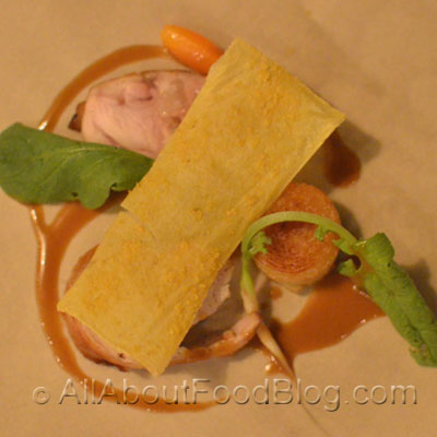 White rabbit saddle and leg, turnip, mustard and yeast, polenta