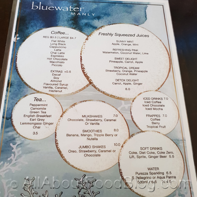 z0 Bluewater Cafe Menu